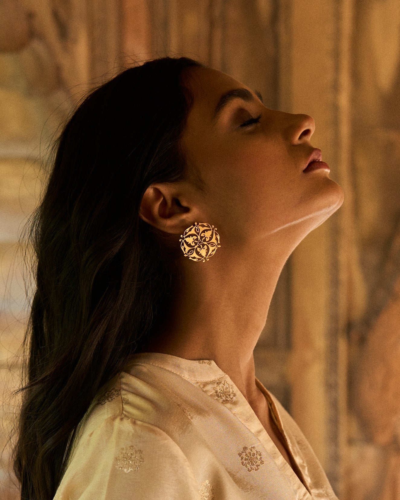 trueBrowns Gold-Polished Leaf Earrings | Swadesiicart