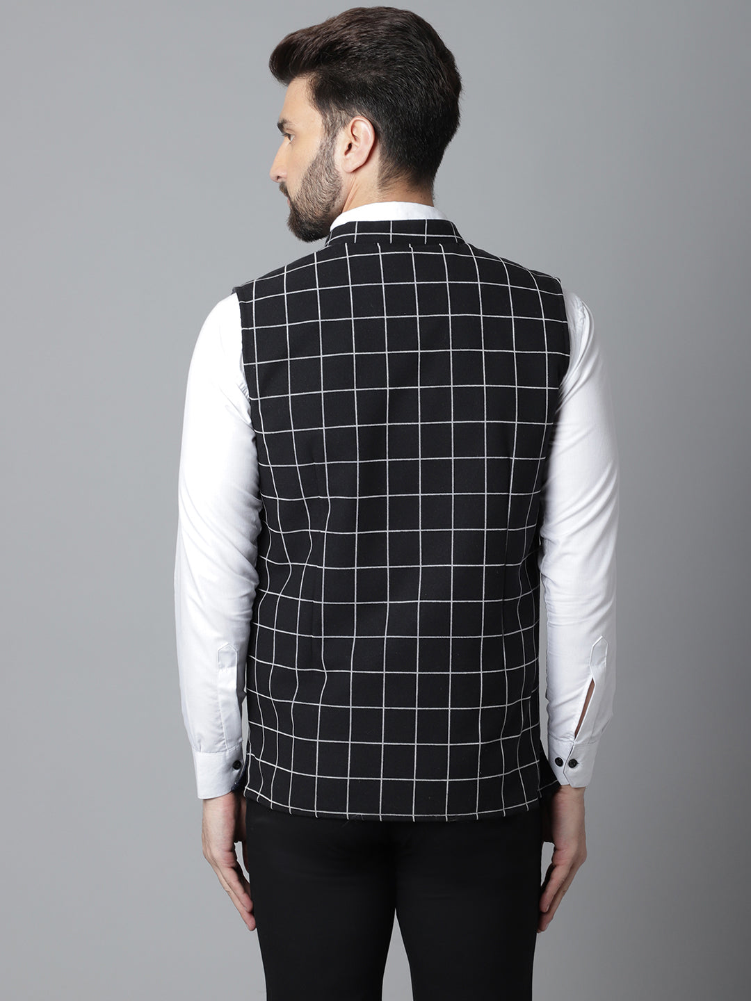 Even Apparels Men's Black Nehru Jacket With Welt Pockets | Swadesiicart