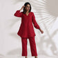 trueBrowns Maroon Slub Co-ord Set - Swadesiicart