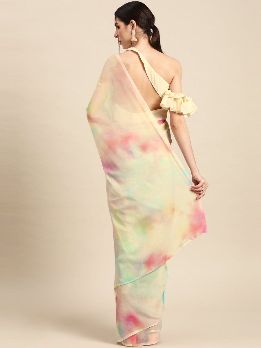 Ahalyaa Abstract Digital Printed Chiffon Saree | Swadesiicart