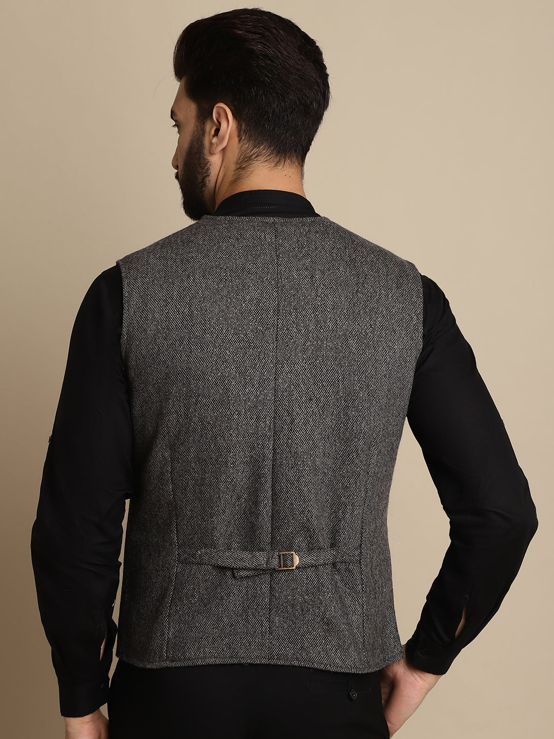 Even Apparels Men's Grey Woolen Waistcoat With Patch Pocket | Swadesiicart