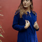 trueBrowns Blue Solid Velvet Overlay Jacket | Swadesiicart