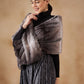 InWeave Women's Dark Grey Duble Shade Long Faux Fur Cape - Swadesiicart