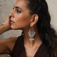trueBrowns Silver Tone Peacock Jhumka Earrings - Swadesiicart
