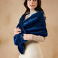 InWeave Women's Royal Blue Long Faux Fur Cape - Swadesiicart