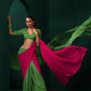 trueBrowns Green Pink Muslin Silk Ready to Wear Saree | Swadesiicart