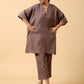 trueBrowns Cotton Linen Burnt Brown Boxy Fit Co-Ord Set - Swadesiicart