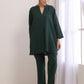 trueBrowns Dark Green Dobby Relaxed Fit Co-Ord Set - Swadesiicart