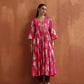trueBrowns Pink Metallic Flared Anarkali Kurta Set | Swadesiicart