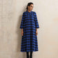 trueBrowns Blue Check Flared Winter Dress | Swadesiicart