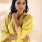 trueBrowns Lime Cotton Dobby V-Neck Co-ord Set - Swadesiicart