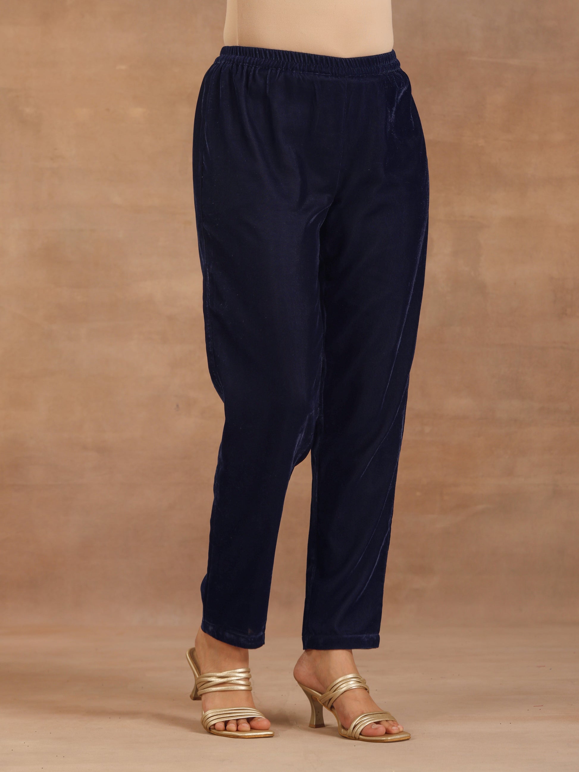 trueBrowns Midnight Blue Velvet Pant | Swadesiicart