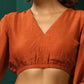 trueBrowns Rust Silk Gathered Sleeve Blouse | Swadesiicart