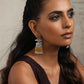 trueBrowns Silver Tone Yellow Stone Earrings - Swadesiicart