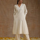trueBrowns Ivory Gold Cotton Overlap Yoke Kurta Set | Swadesiicart