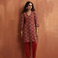 trueBrowns Rust Print Kurta Co-ord Set - Swadesiicart