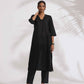 trueBrowns Black Cotton Schiffli Kurta Set | Swadesiicart