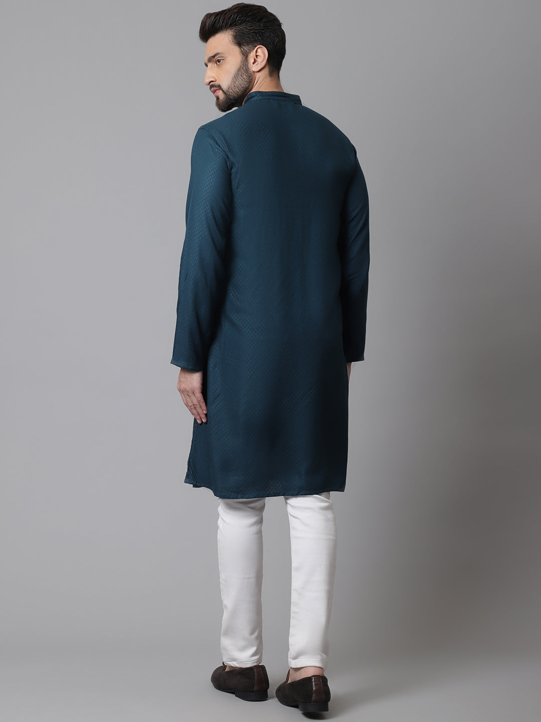 Even Apparels Green Kurta With Band Collar | Swadesiicart