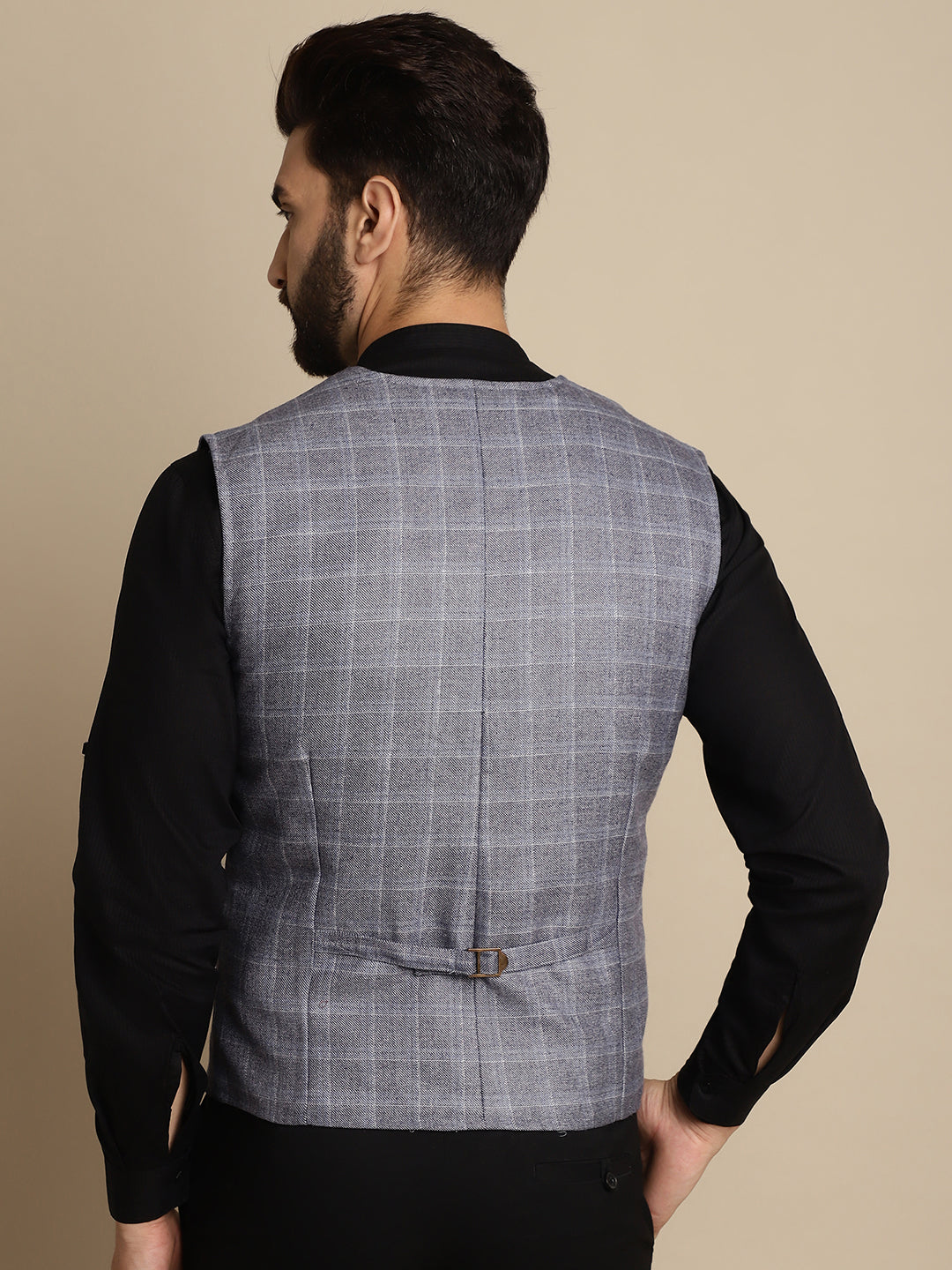 Even Apparels Men's Grey Double Breast Waistcoat | Swadesiicart