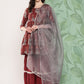 InWeave Women's Brick Rust Boota Sharara Set With Dupatta - Swadesiicart