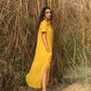 trueBrowns Mustard Cotton Dobby Oversized Dress | Swadesiicart