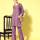 InWeave Women's Mauve Coord Set With Crepe Peach Crop Top - Swadesiicart