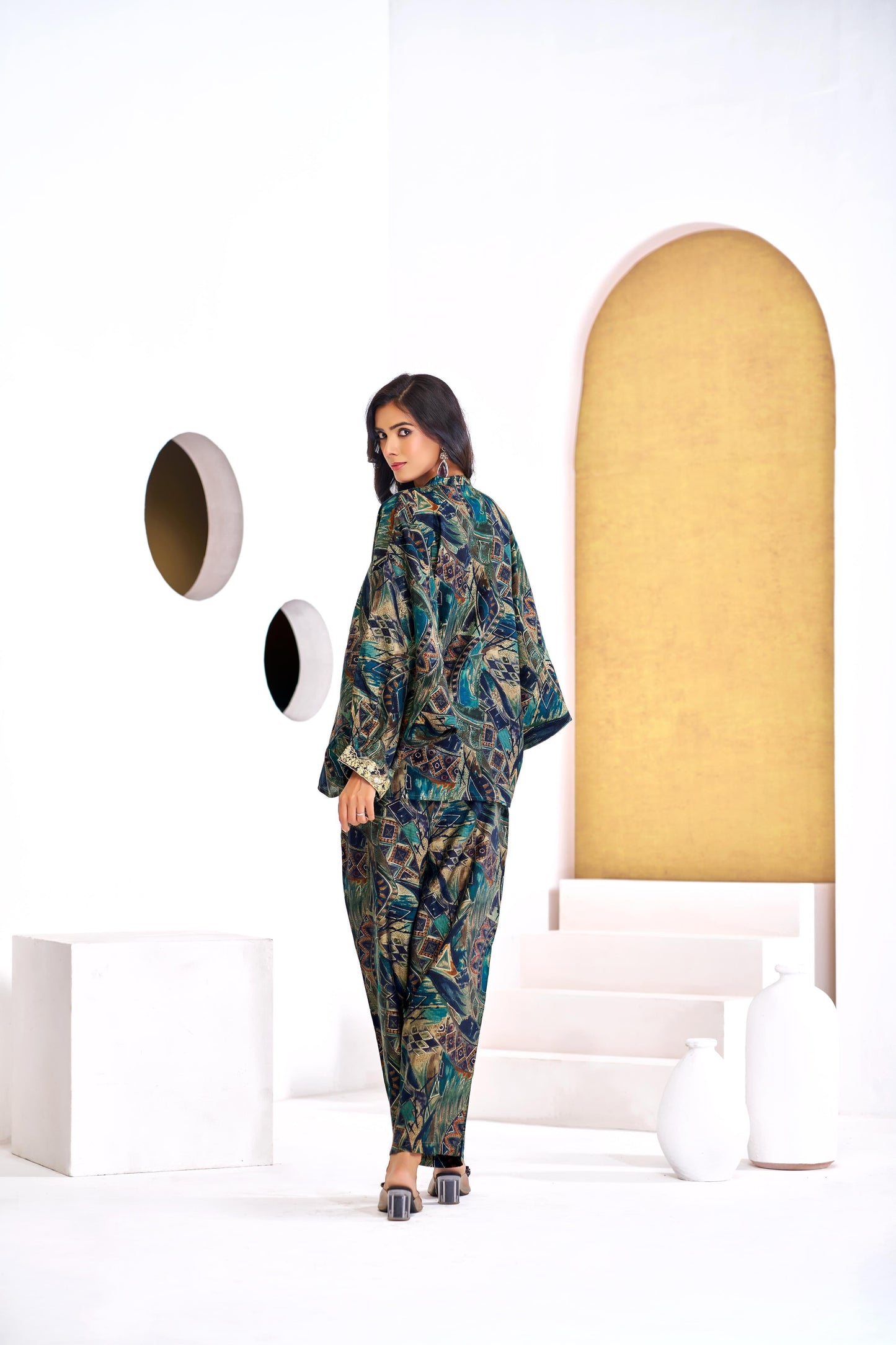 BulBul Mehzabin Teal Co-Ord Set - Swadesiicart