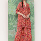 InWeave Women's Peach Camelia Printed Ethnic Kurta Set - Swadesiicart