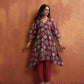 trueBrowns Maroon Print A-line Kurta Co-ord Set - Swadesiicart