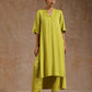 trueBrowns Lime Modal Satin High-Low Relax Kurta Set | Swadesiicart