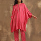 trueBrowns Pink Lehariya Printed Silk Kaftan Co-Ord Set - Swadesiicart