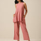 trueBrowns Light Mauve Slub Textured Sleeveless Short Co-Ord Set - Swadesiicart