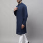 Even Apparels Blue Pure Cotton Kurta With Band Collar | Swadesiicart