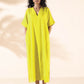 trueBrowns Lime Cotton Front Slit Dress | Swadesiicart