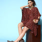 InWeave Women's Burgundy Jaal Print Kaftan Dress - Swadesiicart