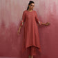trueBrowns Peach Cotton Dobby Kurta Set | Swadesiicart