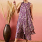 InWeave Dusty Mauve Paisley Round Neck Kurta Short Palazzo Set - Swadesiicart
