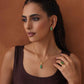trueBrowns Gold Tone Green Stone Pendant Set - Swadesiicart