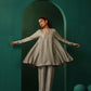 trueBrowns Grey Silk Flared Co-ord Set - Swadesiicart