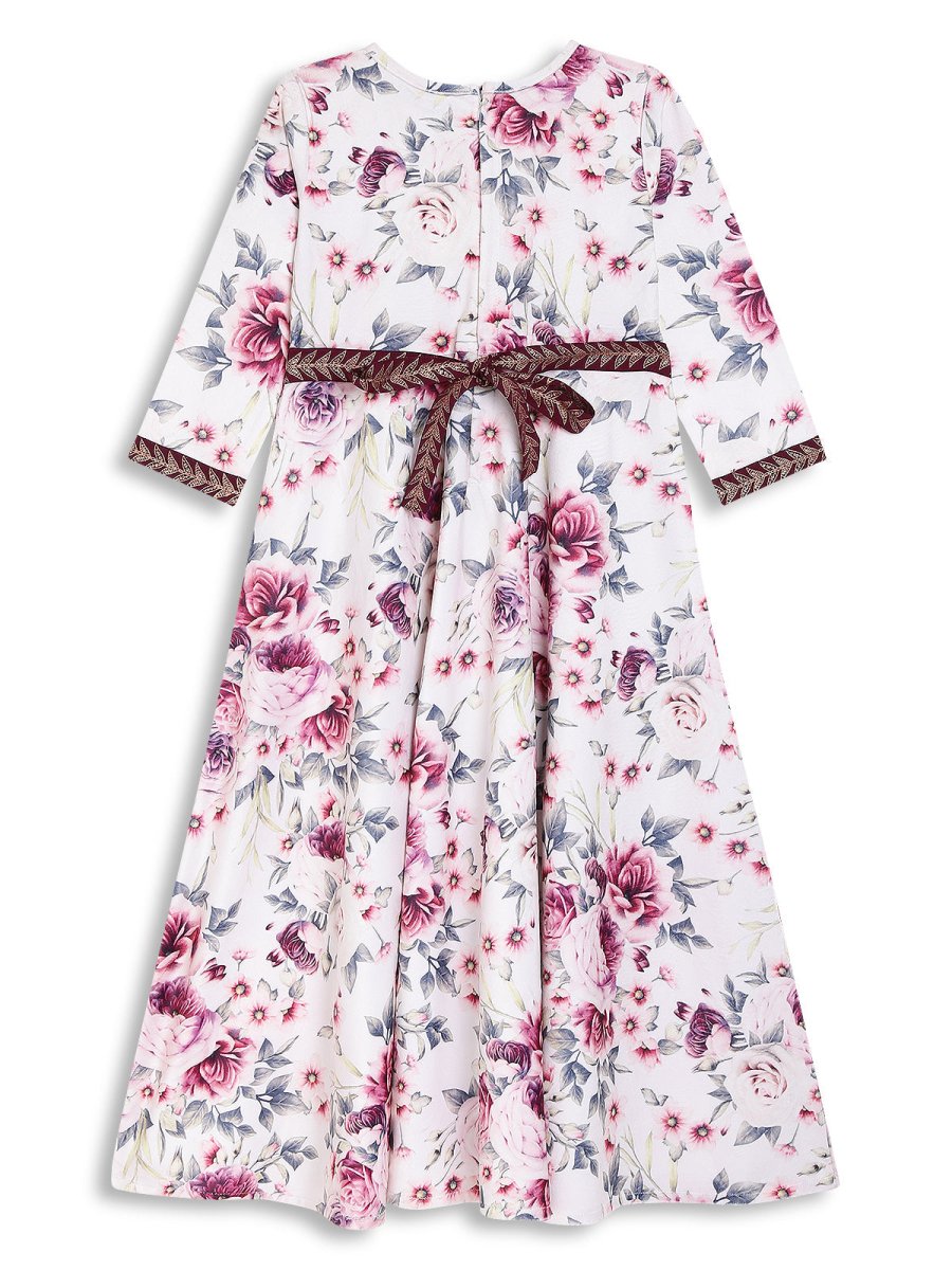 Ahalyaa Girls Printed A-Line Maxi Kids Ethnic Dresses | Swadesiicart