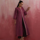 trueBrowns Mauve Cotton Dobby Front Slit Kurta Set | Swadesiicart
