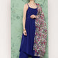 InWeave Women's Ink Blue Strappy Set W White Pink Or Duptta - Swadesiicart