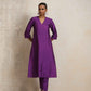 trueBrowns Purple Silk High Slit Kurta Set | Swadesiicart