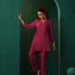 trueBrowns Maroon Silk Relaxed Co-ord Set - Swadesiicart