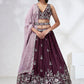House of Panchhi Burgundy Pure Georgette Sequins And Thread Embroidery Lehenga Choli & Dupatta | Swadesiicart