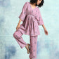 trueBrowns Light Mauve Printed Velvet Co-Ord Set - Swadesiicart