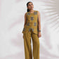 trueBrowns Green Cotton Print Top & Flared Pants Co-ord Set - Swadesiicart