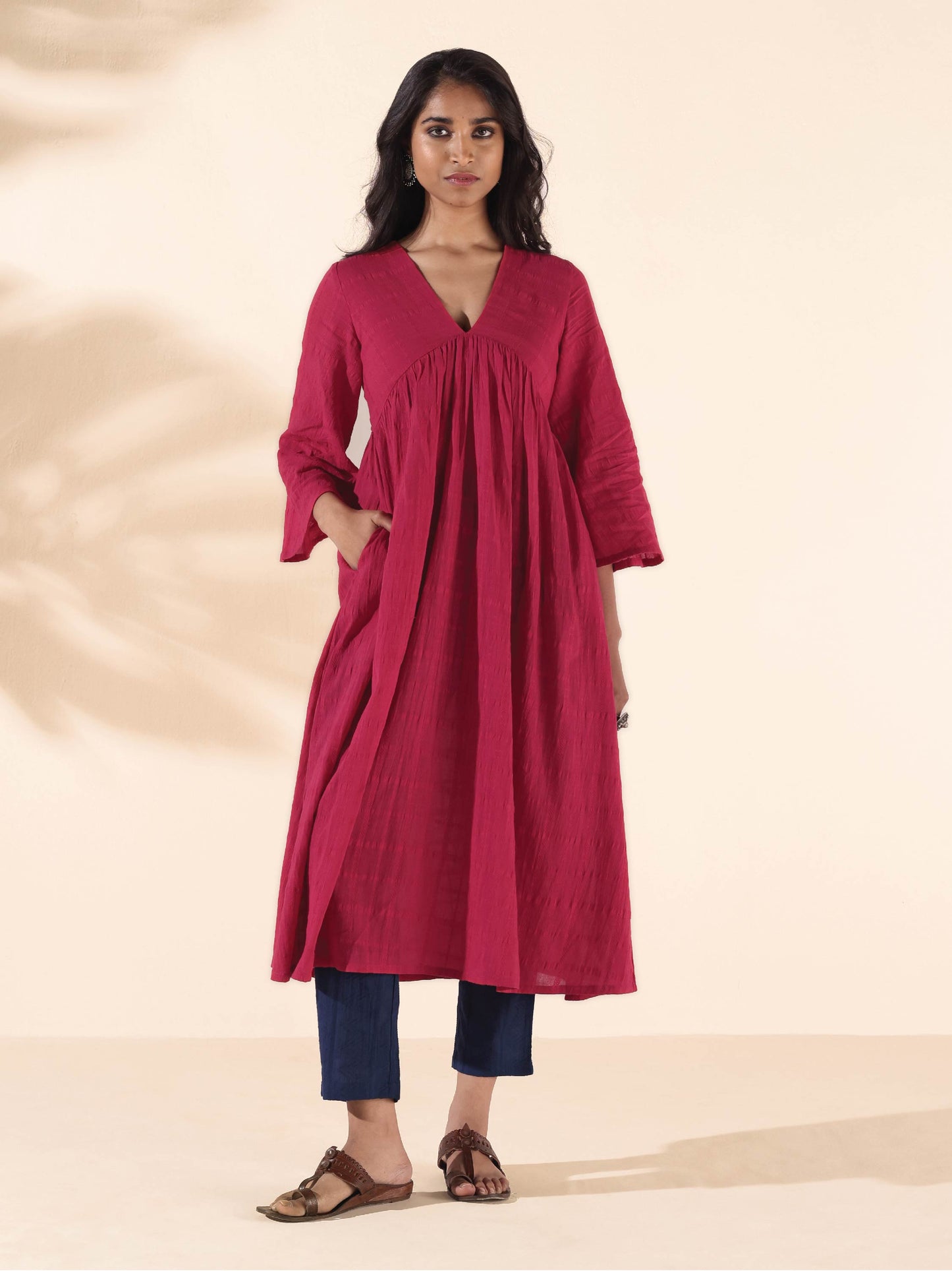 trueBrowns Carrot Cotton Dobby Flared Kurta Pant Set | Swadesiicart