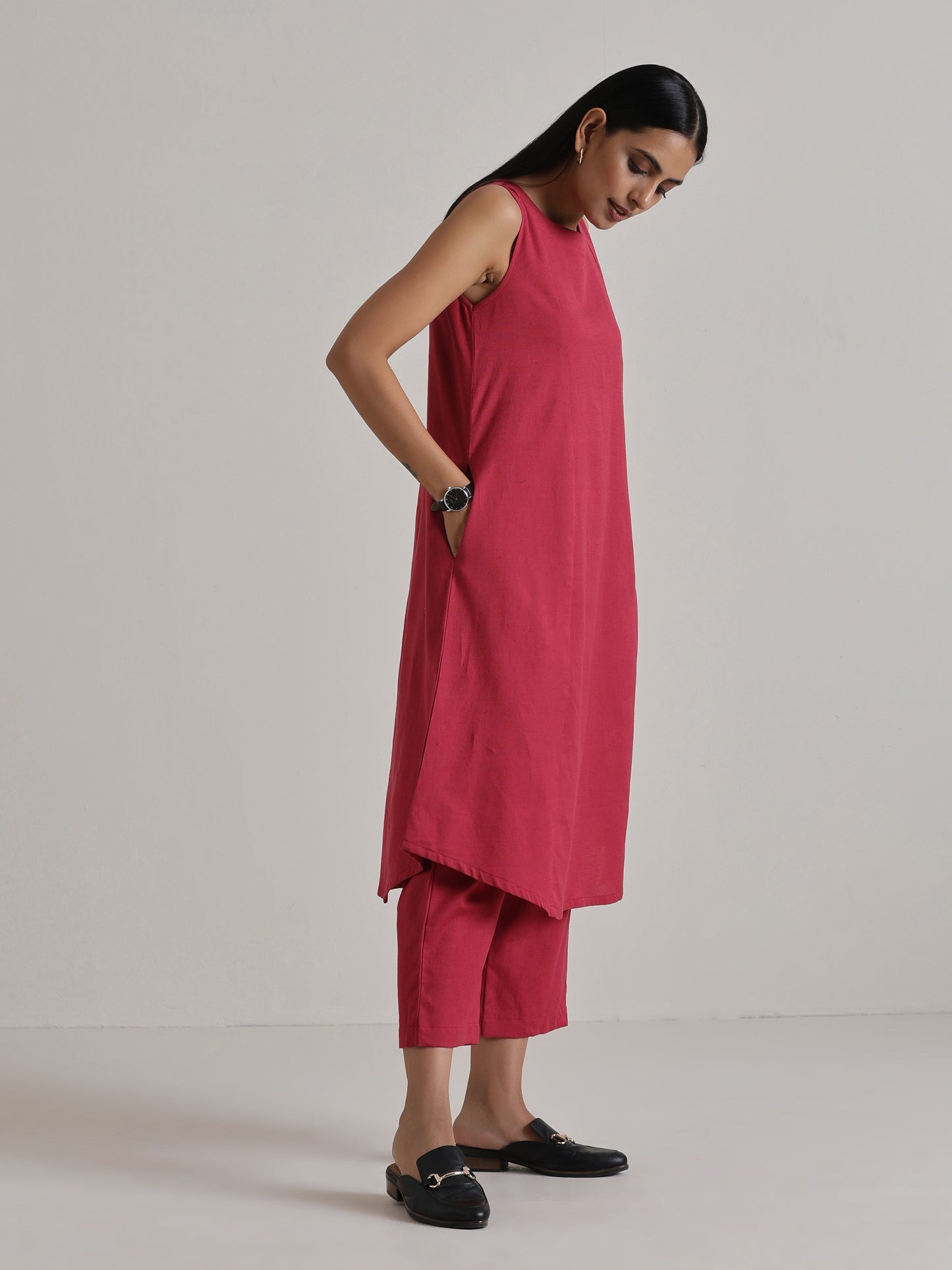 trueBrowns Honey Red Panelled Co-ord Set - Swadesiicart