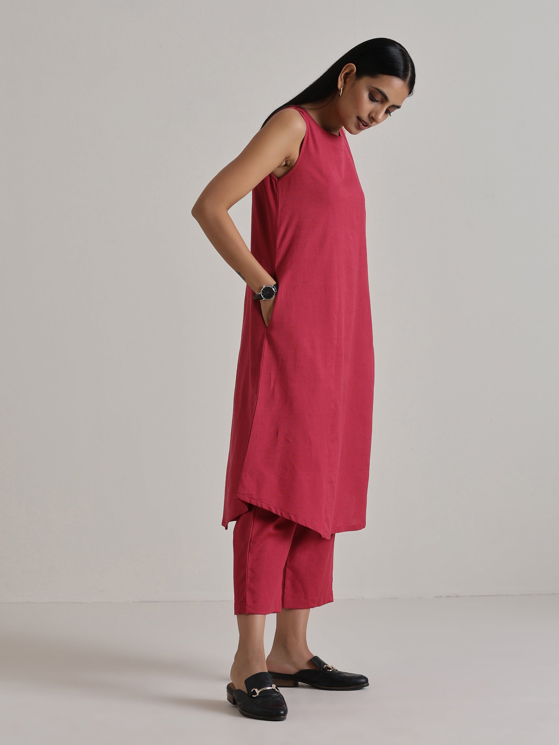 trueBrowns Honey Red Panelled Co-ord Set - Swadesiicart